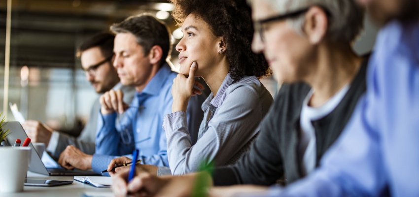 group of professionals training