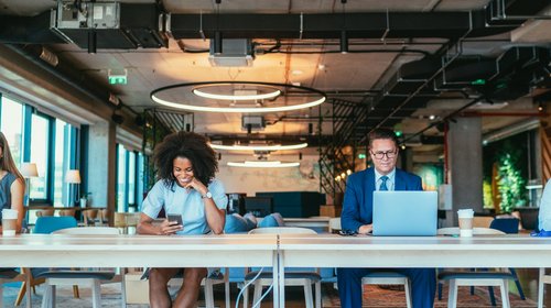 business people working at table